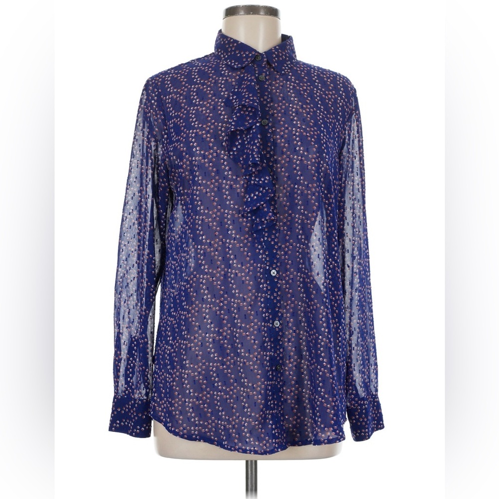 Banana Republic Navy Blouse with White Dots